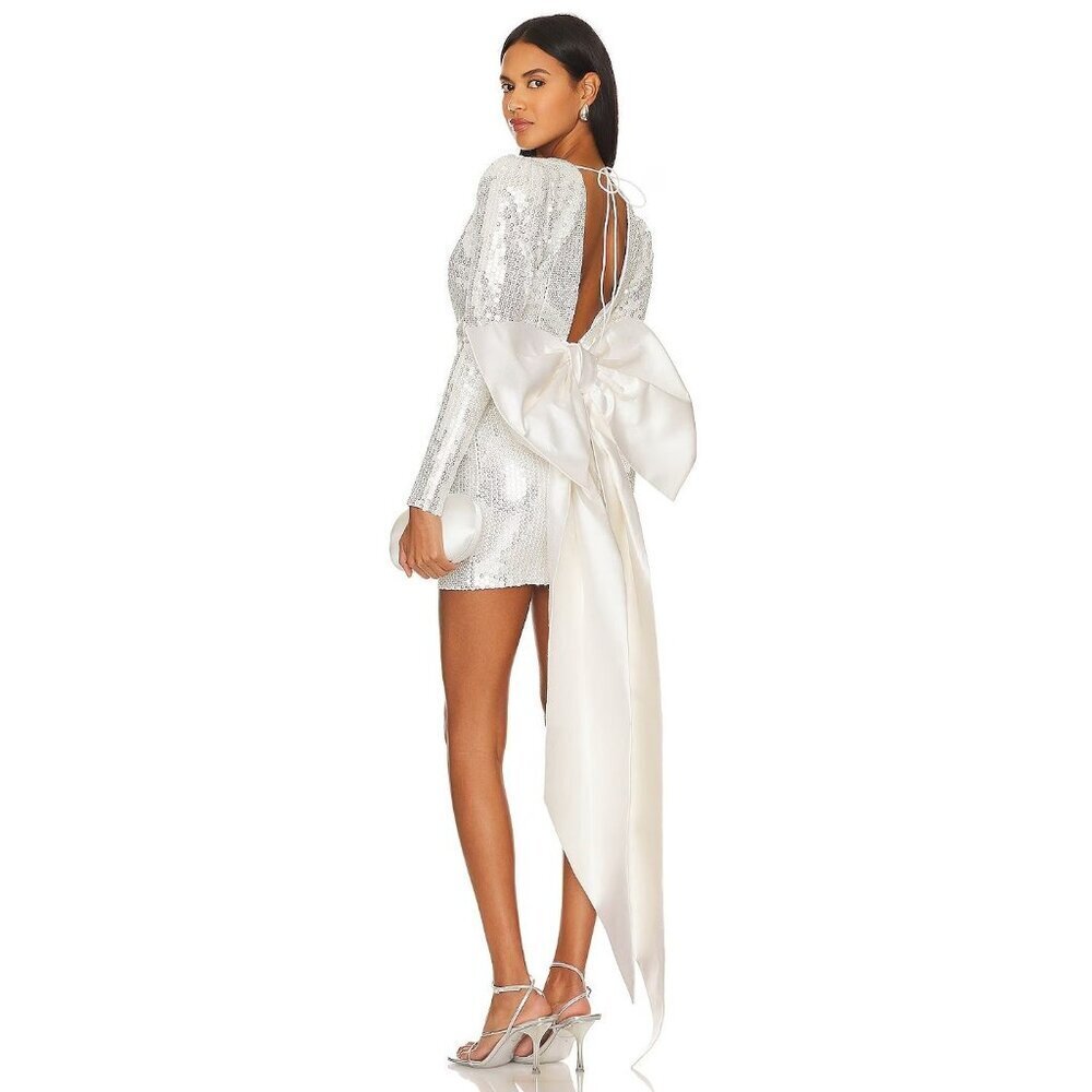 The New Arrivals by Ilkyaz Ozel Gilda Mini Dress in White Waves 38 6 New Womens